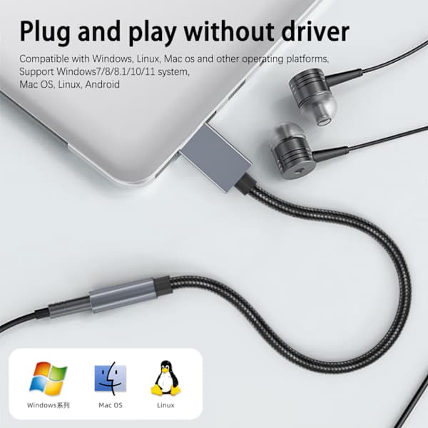 INF USB til 3,5 mm (hun) lydadapter Grå