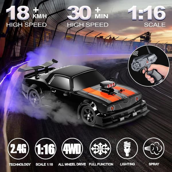 Ae86 1/16 RC Driftbil Højhastigheds Fjernstyret Driftbil til Børn og Voksne Sort black