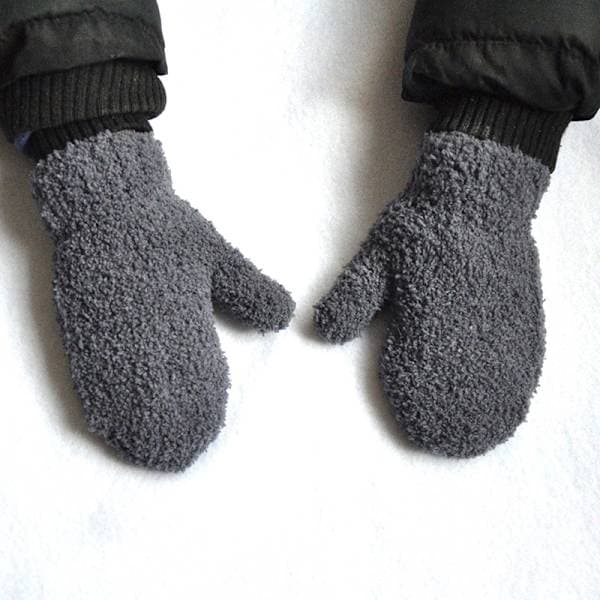 Baby Vantar Vinter Plus Sammet Vantar Barn Coral Fleece Mörkgrå Dark gray