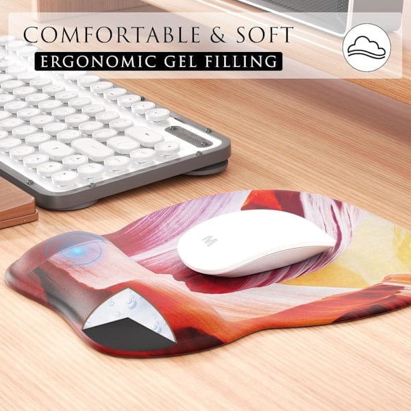 Ergonomisk musmatta med handledsstöd i memory foam, bekväm datormusmatta för laptop, smärtlindrande handledsstöd Canyon Antelope Canyon Antelope
