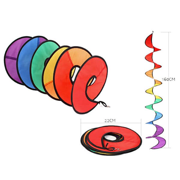 Farverigt Campingtelt Foldbar Spiral Vindmølle Vindspinder Hom One Size