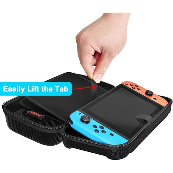 Switch-kompatibel med Nintendo Switch/Switch OLED - Bæreveske med 20 spillkassetter, etui til Nintendo Switch (svart)