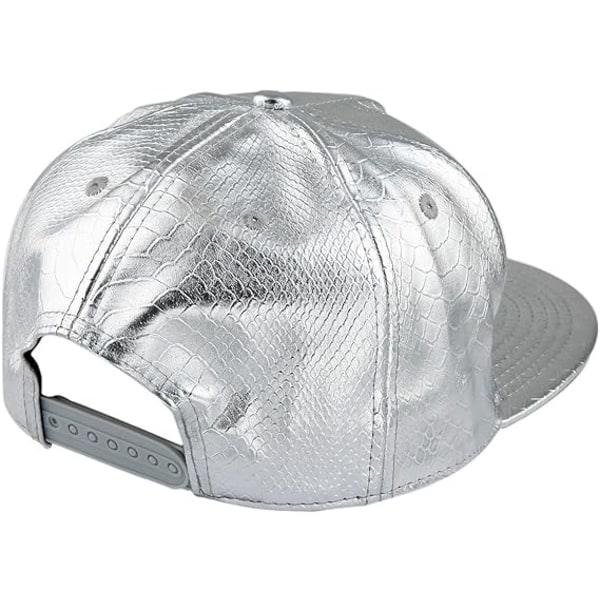 Unisex Snapback Caps Justerbar Flat Brim Hip Hop Cap (Sølv)