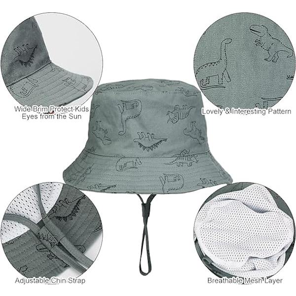 Børne Solhat, UV Beskyttelse Strand Cap Børns Spand Hat Sommerhat til Småbørn Drenge Piger Seaweed Blue