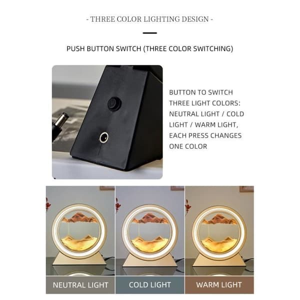 3D Timglas LED-bordslampa, USB LED-nattlampa för sovrumsdekoration, bästa presenten