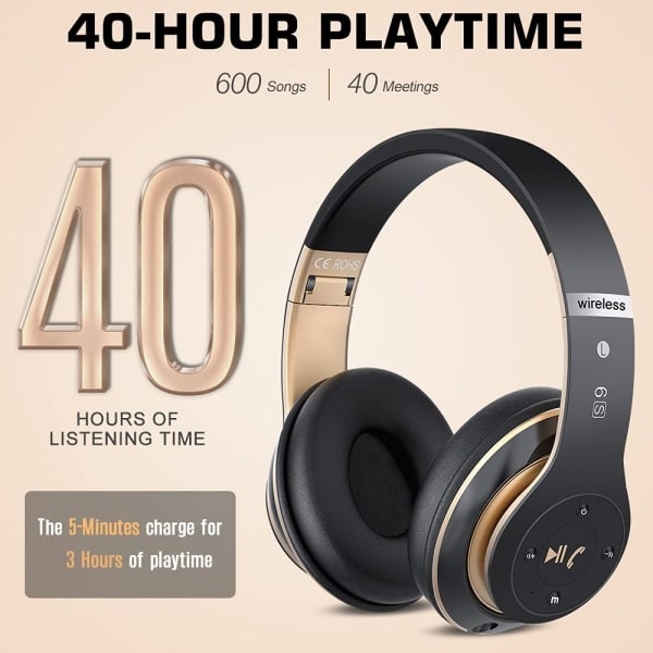 Trådløse over-ear-hovedtelefoner, [40 timers spilletid]