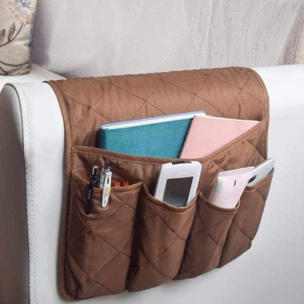 5-ficks soffa förvaring armstöd organizer hängande sängficka svart Black