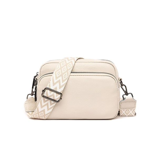 Crossbody taske Lille læder skuldertaske til kvinder med lynlås - Perfekt off-white off-white