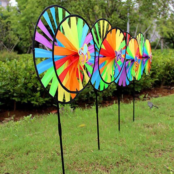 Dobbeltlag Farverige Hjul Vindmølle Vind Spinner Børnelegetøj Gar Multicolor 1 stk 1PCS