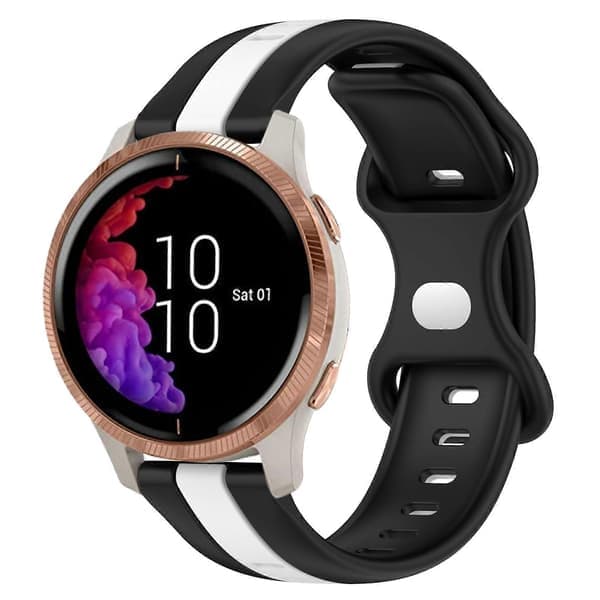 Silikonrem for Garmin Venu-lingling} Svart Hvit Black White