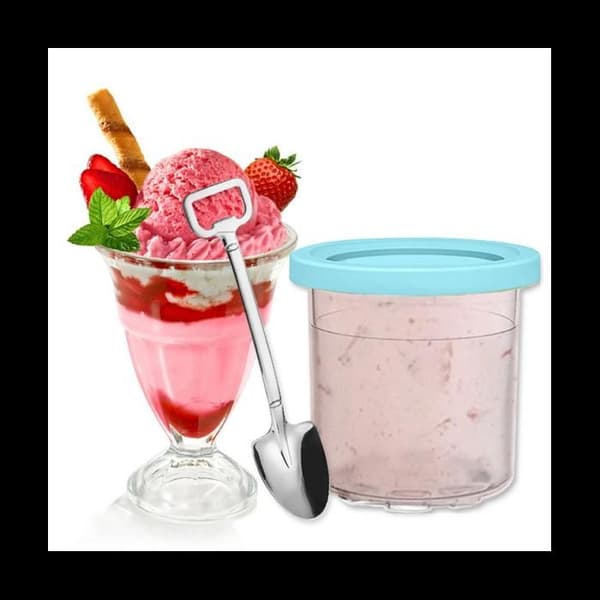 4 stk. iskrembegre for oppbevaring, erstatningsbegre for iskremmaskin fra NINJA-CREAMI-serien