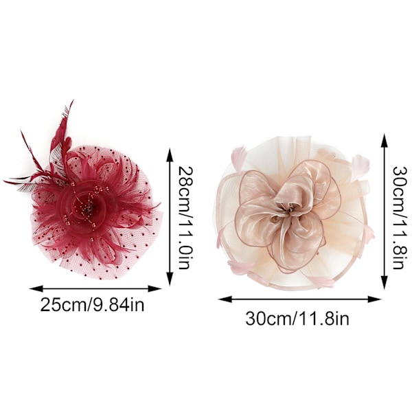 Fascinator Hat Blomst Mesh Bånd Fjer på et Hårbånd og en Klemme Te Selskab Hovedbeklædning til Piger og Kvinder Red