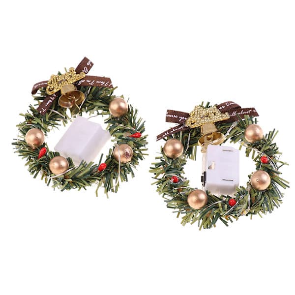 1:12 1/6 Dukkehus Miniatyr Julekrans med Lys Dukker A2 Onesize A2