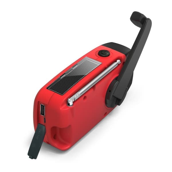 Veiviradio 2000mAh varavirtalähde, aurinkokennot, taskulamppu punainen
