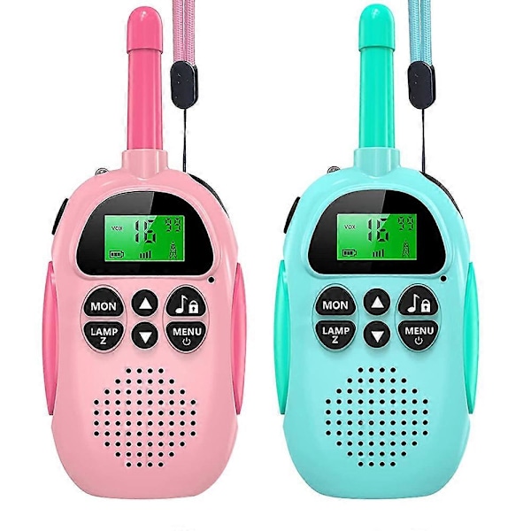 2-pack Walkie Talkies för Barn Uppladdningsbara - Julklapp Födelsedagsleksak med Ficklampa, för Utomhus, Camping, Vandring