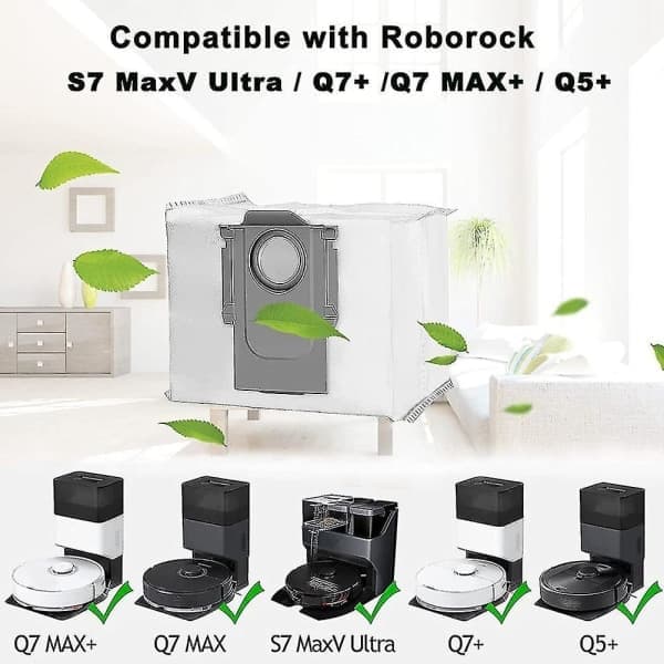 12-pakning støvsugerposer for Roborock Q7 Max / Q7 Max+ / Q7 Max Plus