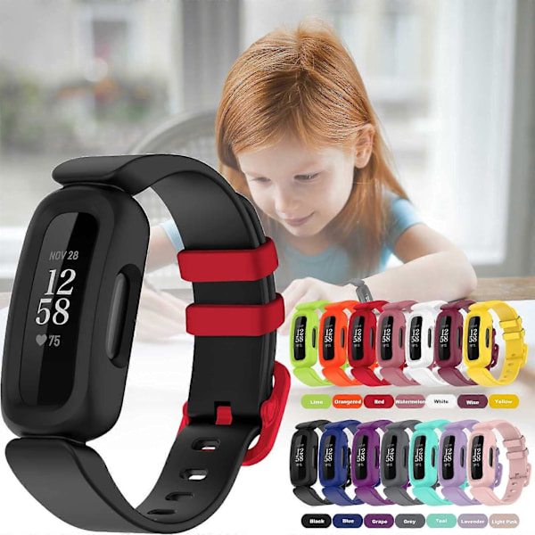Rannekkeet Fitbit Ace 3 -lapsille, silikoniset vedenpitävät rannekorutarvikkeet, urheilukellon rannekkeen vaihto Fitbit Ace 3 -pojille ja -tytöille Watermelon Fitbit Ace 3