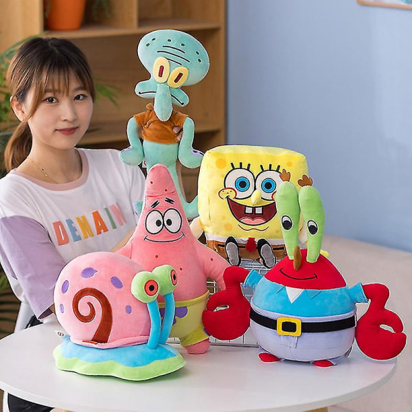 Spongebob, Patrick Star,Plyschleksaker Barndockor Födelsedagspresenter för pojkar och flickor Gary the Snail 11-13 cm pendant