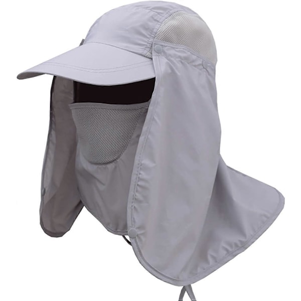 Dricar Fiskehatt Solhatt UPF 50+ UV-skydd Solhatt med Avtagbar Nackskydd & Ansiktsskyddsmask för Fiske Trädgårdsarbete Vandring Camping Jakt Light Grey