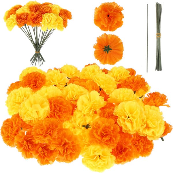 Kunstige Marigold Blomsterhoder 60 blomster