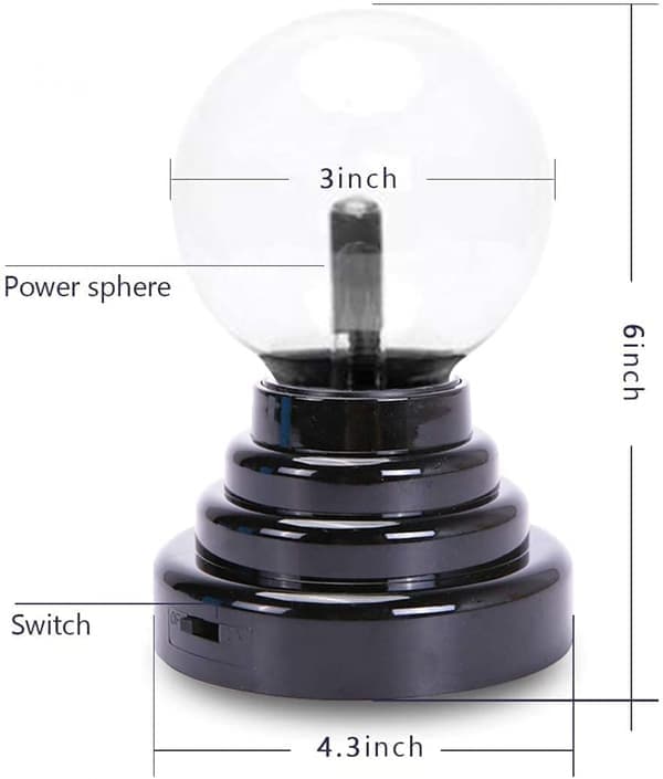 Plasmakule/lampe/lys, elektrisk plasmatåke, berøringsfølsom, leker, til fester, dekorasjoner, gave (3 tommer, USB)