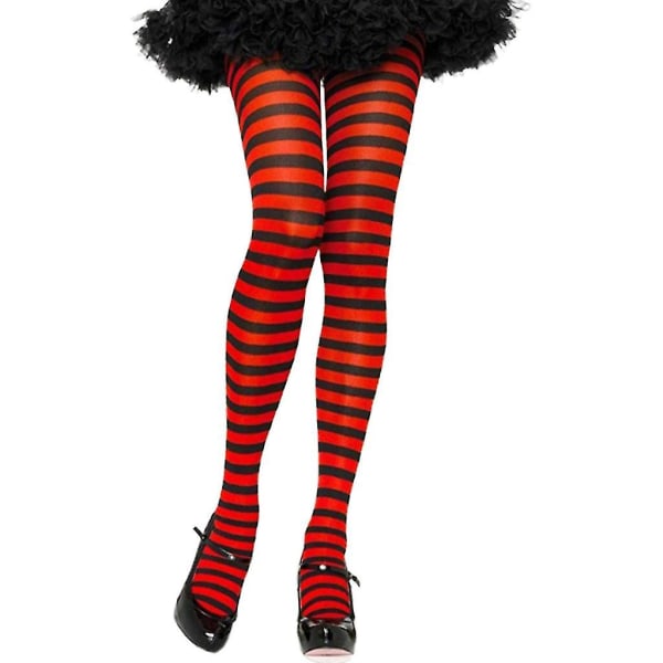 Naisten Moniväriset raidalliset sukkahousut Sukat Joulu Halloween Cosplay Sukkahousut Red black