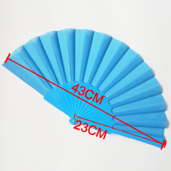 2X Foldbare håndholdte fans Bærbar danser fan Plastik fan Bryllup fest rekvisitter Favor blå Blue