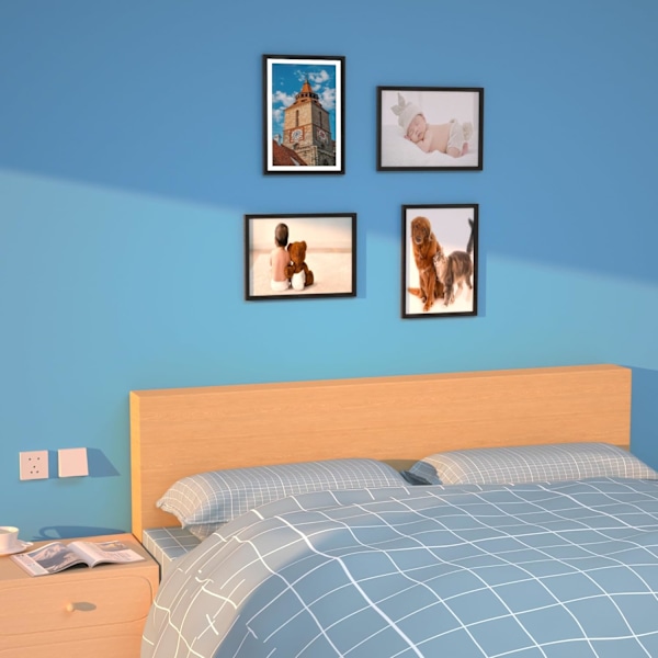 A4 fotorammer, 3-pakks sorte plakatrammer (21x29,7cm), egnet for skrivebord og veggmontering