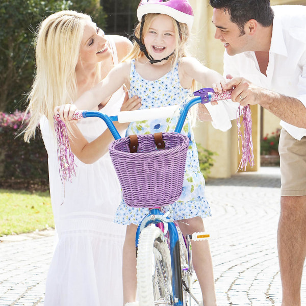 Cykelkorg för barn med rem - toddler vävd rotting Multipurpose cykelkorg