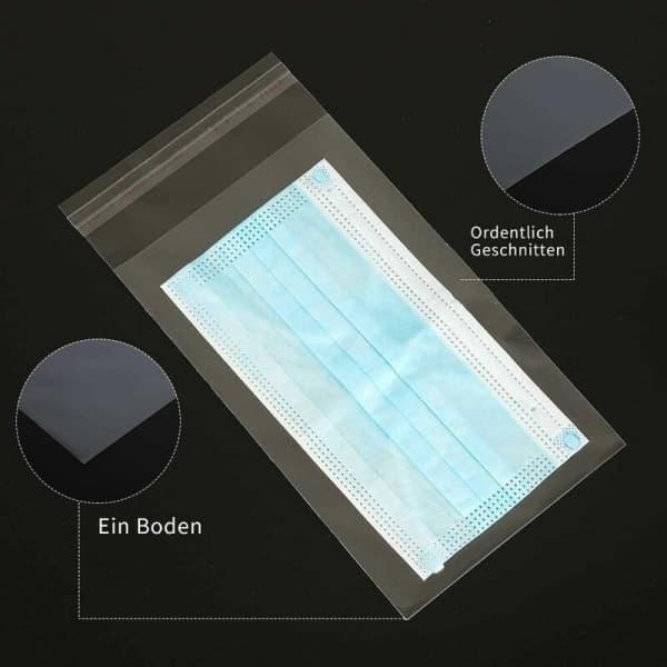 200 transparente plastcellofanposer med selvklebende lukking 12 x 18 cm