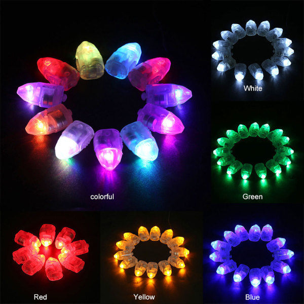 LED-ilmapallovalot (30 kpl, koko: 3 cm x 1,5 cm x 1,2 cm)