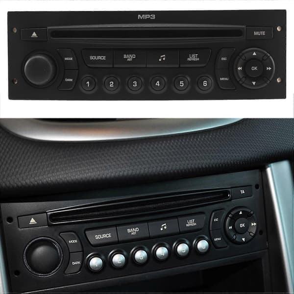 RD43 bilradio med CD USB Aux MP3 til 207 206 307 408 807 C2 C3 C4 C5 C8 Sort