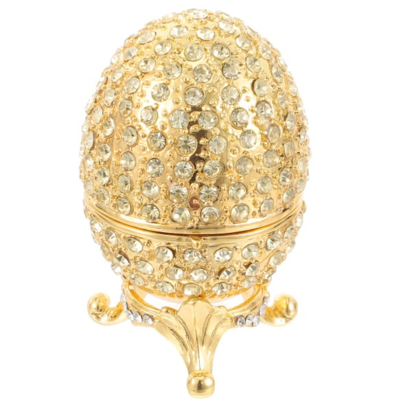 Vintage Dekor Metal Ring Opbevaringsboks Øreringe Smykkeæske Fabergé Æg Ornament Æske Hængslet Pakket Ornament Æske Påskeæg Gylden 6.7x4cm Gylden 6.7x4cm