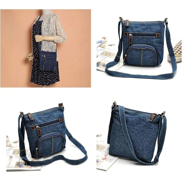 Denim axelväska casual väska dam handväska