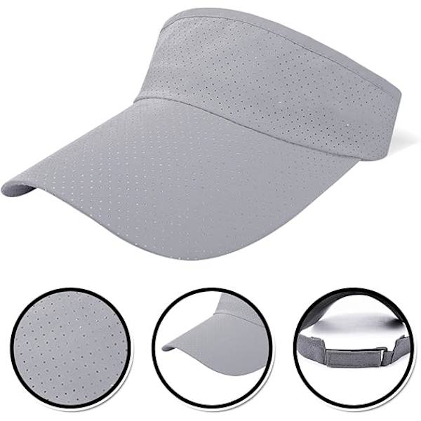 Aurinkolippalakki Mesh Quick Dry Visor Hat Hengittävä ja Säädettävä Tennis Visor Hatit Poninhäntä Baseball Cap Grey