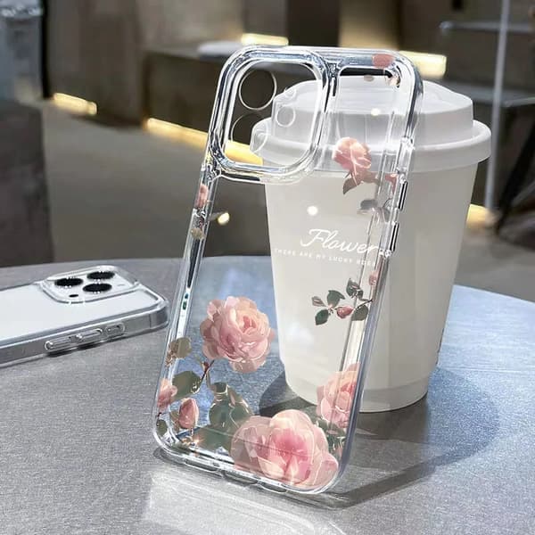 Lilla blomster telefondeksel til iPhone 13 deksel iPhone 16 Pro Max 11 15 14 12 17 Pro Max 16e 7 8 Plus XR SE Air silikon mykt deksel Black JW41 For iPhone 16e