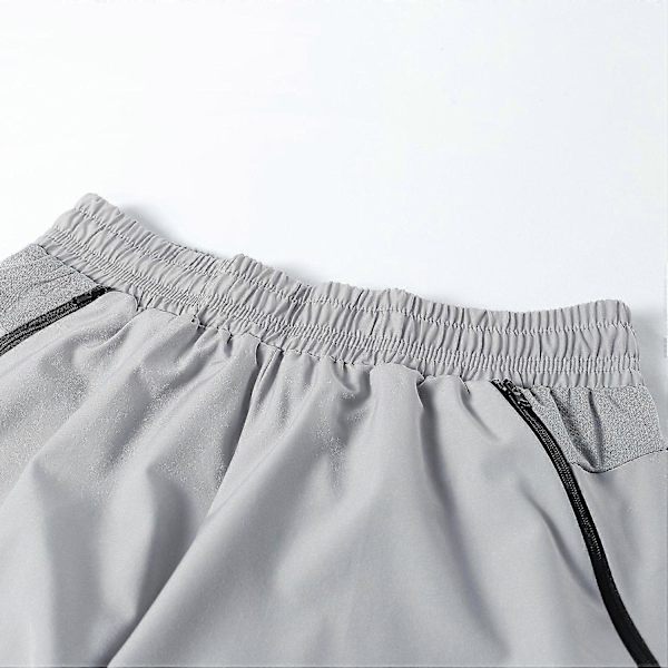 2-i-1 Løbeshorts til Mænd med Lynlåslommer Hurtigtørrende Træningsshorts til Fitnesscenter Træning light grey L