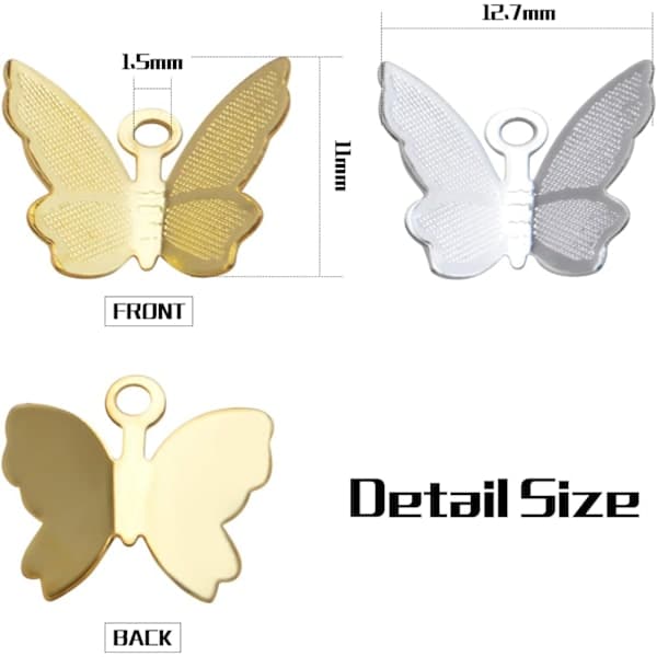 200 stk. Mini Sommerfugle Charms Messing