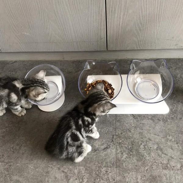 Mat skål / 15° lutande katt skål - Avtagbar / Dubbel skål
