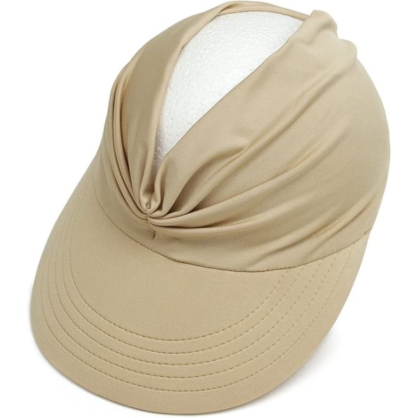 Dame Solhat med Bred Skygge UPF 50+ Anti-UV Sommer Strandhat Foldbar Hurtigtørrende Solbeskyttelse Strand Sportshat Beige