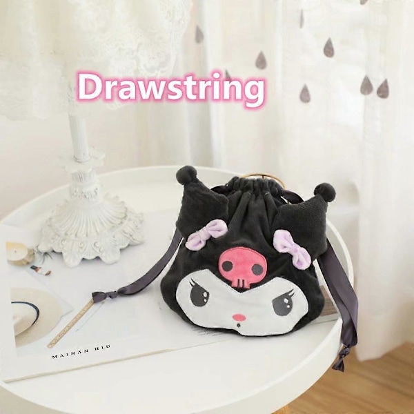 Sanrio Kulomi My Melody Axelväska Plysch Myntväska Sminkväska Handväska Härliga Födelsedagspresenter För Flickor Söt Väska Rosa Grå Drawstring As Description