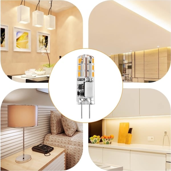 10x G4 LED-lampor 12V AC/DC Varmvitt 3000K 2W, Icke-dimmbar belysning