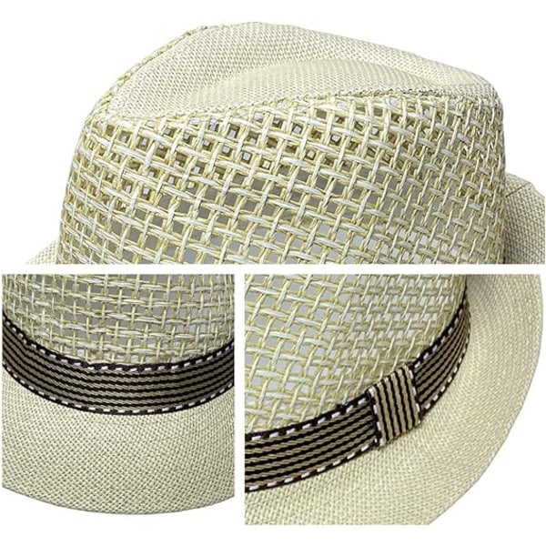 Panama Fedora Halmhatt Utesports Trilby Jazz Manhattan Cosplay Reiseferie Cap, Beige