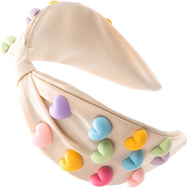 Hiustarvikkeet tytöille Solmitut päänauhat päivittäiseen käyttöön Leveät hiusnauhat Vintage kangaspäänauha Hääpäänauha Beige