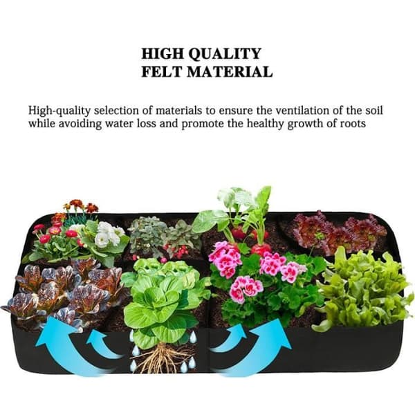 Blomkruka - Flerfack - Rektangulär - 60x60x30 cm - Planteringspåse - Svart