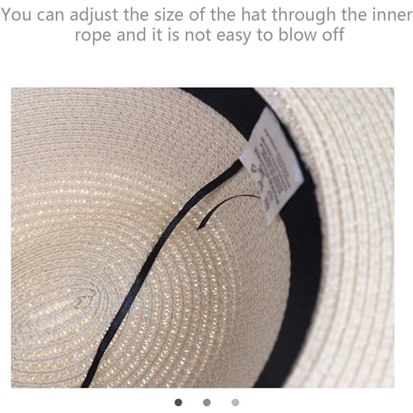 Naisten Olki Panama Hat Fedora Ranta Aurinkohattu Laaja Reuna Olki Rullattava Hattu UPF 50+ Fedora a Beige