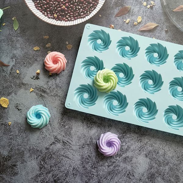 15 Hull Spiralform Silikonform Mousse Dessert Baking Rosa én størrelse Pink