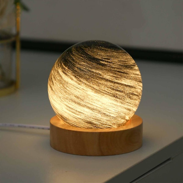 Bästa Rabatt-3d Kristallkula Måne Planet Glob Bordslampa Usb Led Nattlampa Heminredning Gåva With battery C