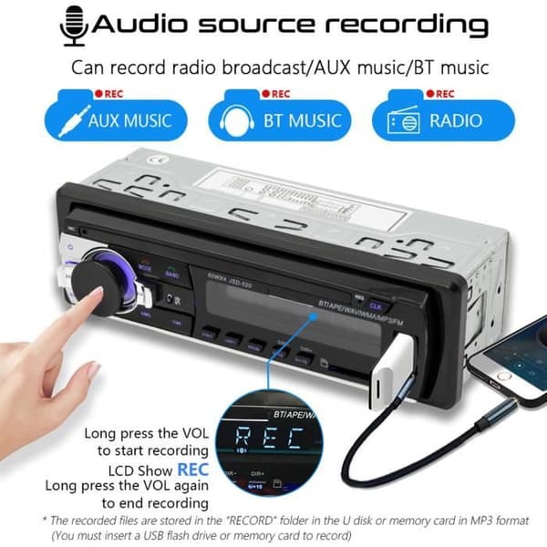 QINGQUE Bluetooth-bilradio - jsd-520 - Dubbel anslutning - 60W - Fjärrkontroll ingår