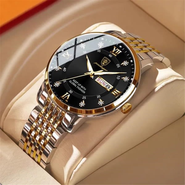 Herreur Fashion Luksus Rustfrit Stål Quartz Lysende C C